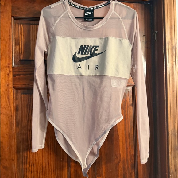 Nike Women's Sheer Long Sleeve Top - Gray and Pink - Picture 4 of 5